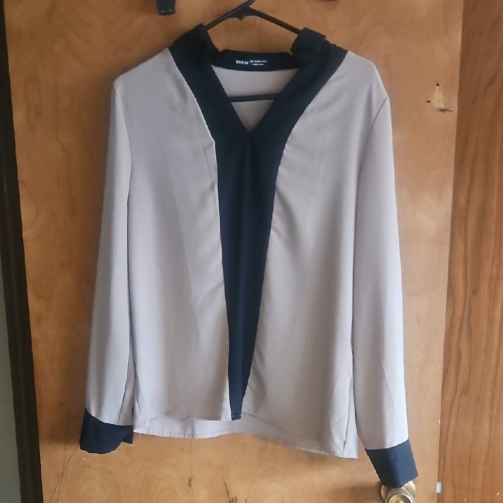 SHEIN Black and Cream Blouse